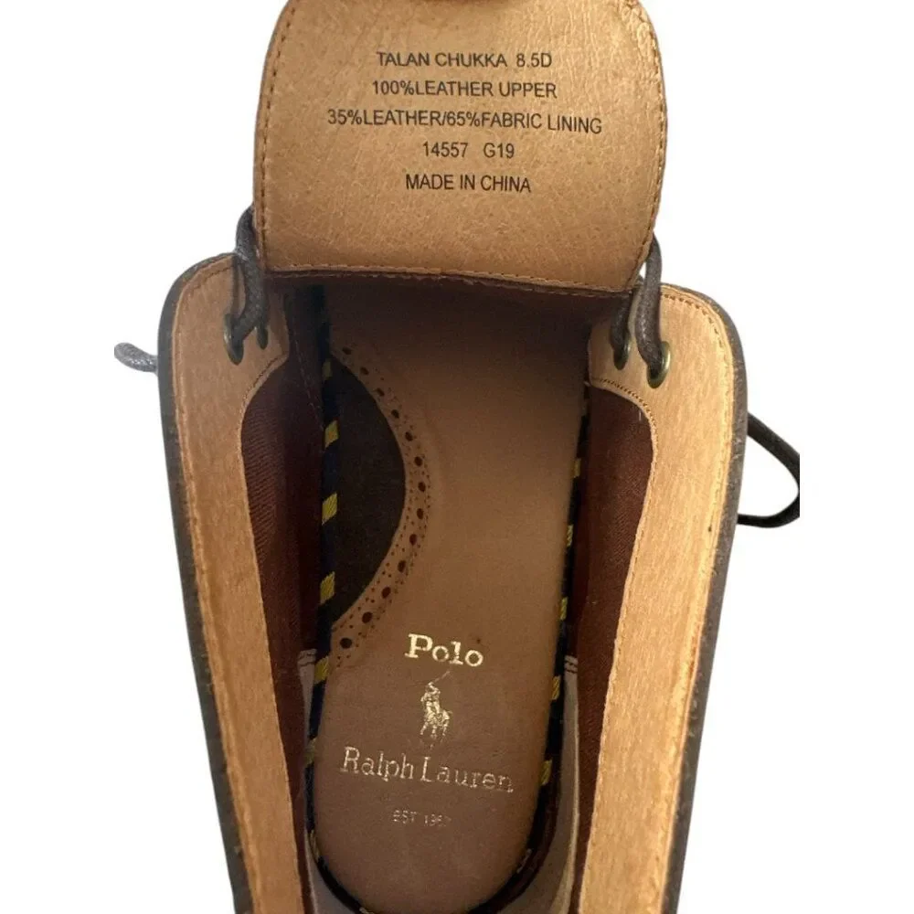 Polo Ralph Lauren Talan Chukka Brown Leather Men's sz 8.5D Lace-Up Casual Dress
